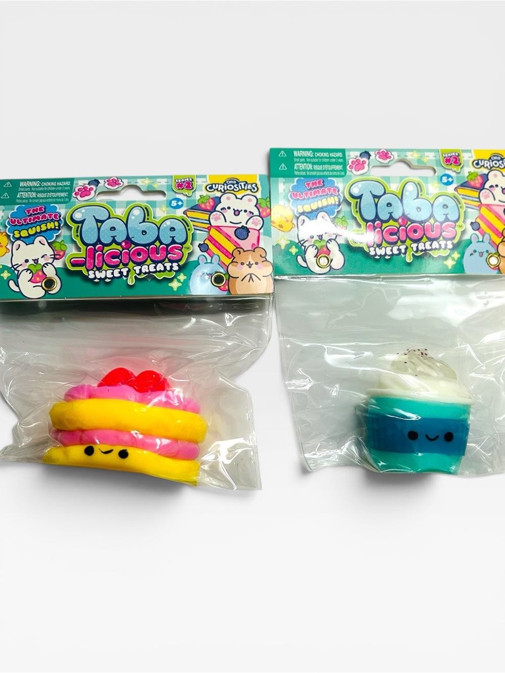 Taba-licious Sweet Treats Series 2 Squishies - Blue Cupcake & Pink Cake NIB